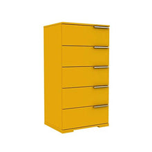 we point Cassettiera 5 Cassetti Maniglie Laterale Colore Giallo 55x43xh.107 Cm