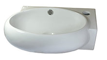 warenplus Lavabo in ceramica bianca da parete ovale 43,5 x 30 x 13 cm