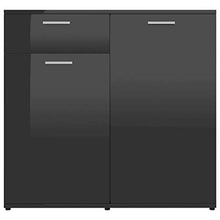 vidaXL Credenza in truciolato nero lucido, 80 x 36 x 75 cm