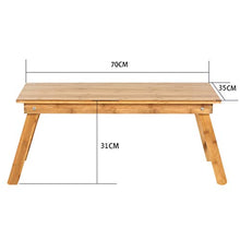 Scrivania per Computer con Letto Queen-Size Tavolino Pieghevole Scrivania per Laptop Vassoio da Letto Pieghevole per Servizio Colazione 100% bambù (Color : Wood Color, Size : 70 * 35 * 31cm)