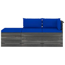 FAMIROSA Set Divani da Giardino su Pallet 3 pz con Cuscini Massello Pino-1777