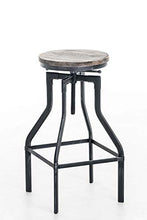 CLP Sgabello Swansea in Legno E Metallo Look Industriale I Sgabello Bar con Poggiapiedi Altezza Regolabile 73-82 CM, Colore:Antico Argento