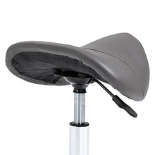 homcom Sgabello da Lavoro a Sella con Ruote e Altezza Regolabile per Negozi Parrucchiere e Tattoo, 52x53x49-61cm Grigio