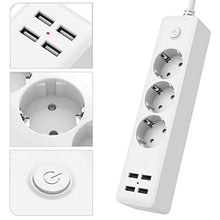 ASFD Pratica multipresa 4Usb + 3 Spine con Foro Tondo Standard Europeo, Bianca
