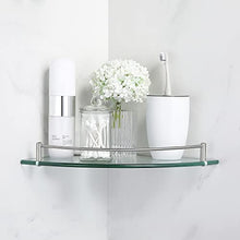 Umi. Bathroom Corner Glass Shelf Triangle Wall Shower Shelf Corner Shower Caddy Tempered Glass and SUS 304 Stainless Steel Wall Mount, BGS2101A-2