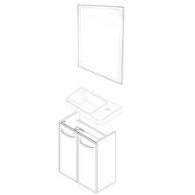 FACKELMANN - Set di mobili da bagno stretti e lucidi, 3 pezzi, Milano, WC con mobiletto sottolavabo da 55 cm e specchio da bagno a LED
