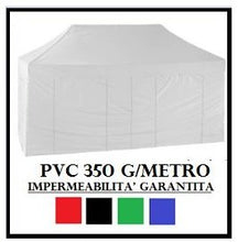 RAY BOT Gazebo Pieghevole 3X4.5 Blu Acciaio + 4 Teli Laterali PVC 350 g Metro
