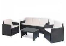 Dmora Salottino con 2 poltrone 1 Divano ed 1 tavolino, con Cuscini, Made in Italy, Color Antracite