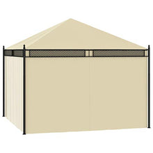 vidaXL Gazebo con Tende 3,5x3,5x3,1 m Crema in Polyrattan 140g/m²