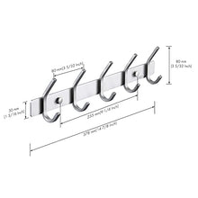 Umi. Essentials Wall-Mounted Brushed Stainless Steel 5-Hook Towel/Coat Rack
