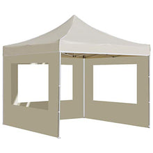 Tidyard Gazebo Professionale Pieghevole (con Pareti),Tende Esterno in Alluminio 3x3m Crema/Bianco 1# 2# 3#