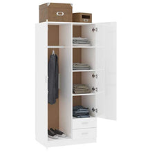 Festnight Armadio Multiuso Bianco Lucido con 2 Ante e 2 Cassetti 80x52x180 cm in Truciolato