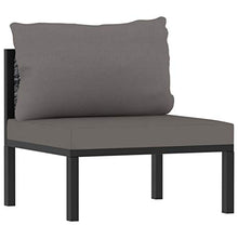 SKM Set Divani da Giardino 7 pz con Cuscini in Polyrattan Antracite (49.66kg)