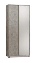 Sarmog Armadio Multiuso Due Ante scorrevoli con Specchio Beton Cemento 82x41x h190 cm