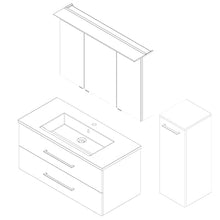 FACKELMANN B.Perfekt - Set di mobili da bagno, 3 pezzi, con mobiletto in ceramica, 100 cm e armadietto a specchio a LED
