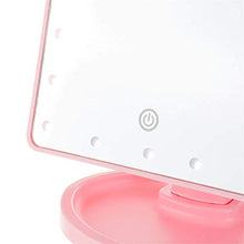Belleashy - Specchio da trucco a 22 LED, con luce a specchio da tavolo rotante a 360°, colore: Rosa portatile illuminato per il bagno