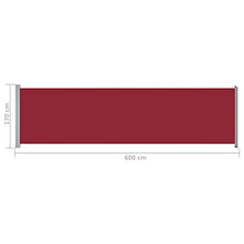 Tidyard Tenda Laterale Retrattile per Patio 600x170 cm Rossa,Resistente ai Raggi UV e all'Acqua