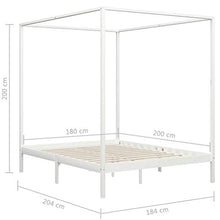 SKM Giroletto a Baldacchino Bianco Legno Massello di Pino 180x200cm