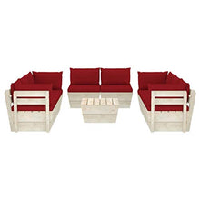 SKM Set Divani da Giardino su Pallet 9 pz con Cuscini Legno Abete (179.1kg) Rosso-3657