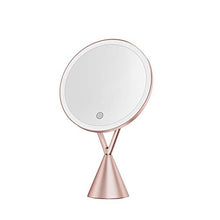 OMLTER Specchio Trucco con Rimovibile 5X Lente d'Ingrandimento, Portatile Pieghevole Desktop Bellezza Specchio con LED Luce, Ricaricabile Specchio Trucco per Dormitorio, Bagno, Hotel