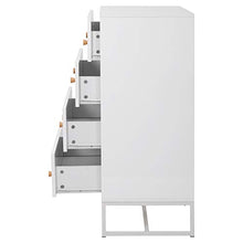 DADEA comodino bianco con 4 cassetti, cassettiera laterale moderna con ampio spazio di archiviazione, organizer funzionale con base in metallo per la casa, bianco puro