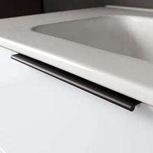 Kiamami Valentina MOBILE BAGNO SOSPESO BIANCO LUCIDO CON MANIGLIA NERA SPECCHIO LED TOUCH | PARIGI