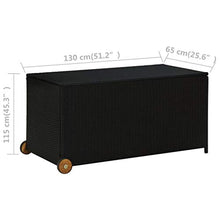 vidaXL Contenitore da Giardino Nero 130x65x115 cm in Polyrattan