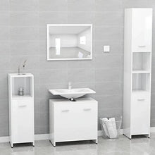 Armadio da bagno, 60 x 33 x 58 cm, colore: bianco lucido
