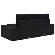 OUSEE Divano Modulare a 2 Posti in Polyrattan Nero