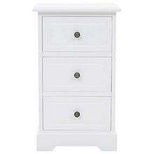 Cikonielf - Comodino moderno per camera da letto, con 3 cassetti, supporto per cellulare, armadio, comò in MDF e legno di pino, 35 x 32 x 59 cm, bianco (non richiede montaggio)