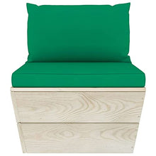 SKM Set Divani da Giardino su Pallet 6 pz con Cuscini Legno Abete (93.1kg) Verde-3497