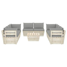SKM Set Divani da Giardino su Pallet 9 pz con Cuscini Legno Abete (179.1kg) Grigio-3649