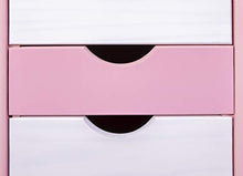 Inter Link Cassettiera con Ruote Laminato, Bianco e Rosa