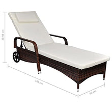 vidaXL Lettino Prendisole in Polyrattan da Giardino Marrone Sdraio Spiaggia