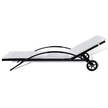 vidaXL Lettino Prendisole in Polyrattan Nero Spiaggia Patio Sdraio Giardino