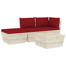 FAMIROSA Set Divani da Giardino su Pallet 4 pz con Cuscini Legno Abete-3441