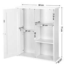 VASAGLE Mobile da Bagno da Parete, Mobile da Muro, Organizzatore Appeso, Armadietto Porta Medicinali, con un'Anta, 5 Scomparti, Ripiano Regolabile in Altezza, 60 x 18 x 71 cm, Bianco BBC20WT