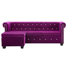 vidaXL Divano Chesterfield a L in Velluto Viola Sdraio Sofa Arreddo Salotto