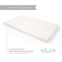 Milliard Ventilata Memory Foam Culla Materasso Topper/Culla Materasso Topper (120 x 60 cm - Bianco Sporco)