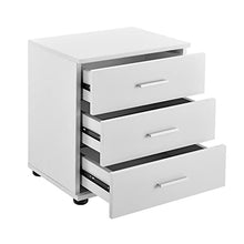 [en.casa] Comodino da Letto Elegante Bianco 3 x cassetti truciolato