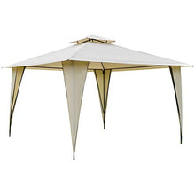 Outsunny Gazebo da Esterno o Giardino in Metallo e Poliestere Beige con Doppio Tettuccio 3.5 x 3.5m