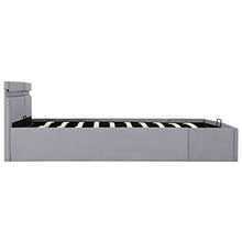 Tidyard pedkit Letto Idraulico Contenitore LED Grigio Chiaro Tessuto 160x200cm,Camera da Letto, Camera degli Ospiti o dormitorio