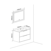 Kiamami Valentina MOBILE BAGNO SOSPESO BIANCO LUCIDO CON MANIGLIA NERA SPECCHIO LED TOUCH | PARIGI