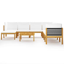 FAMIROSA Set Divani da Giardino 9 pz con Cuscini Crema Massello Acacia-7896