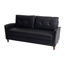Mendler Divano a 3 posti Relax TV con vano Contenitore HWC-H23 Ecopelle Nero
