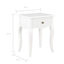 Tidyard Comodino in Legno Massello di Pino,Comodino con 1 Cassetto,Stile Francese Bianco 40x30x50 cm