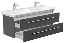 emotion Lavabo con mobiletto, Legno, Antracite Lucido, 130 mm, 2 unità