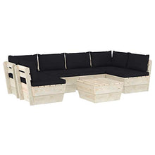 FAMIROSA Set Divani da Giardino su Pallet 7 pz con Cuscini Legno Abete-3595