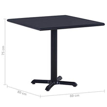 BIGTO - Tavolo da pranzo da giardino, in metallo, plastica, colore: nero, 80 x 80 x 75 cm