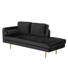 Beliani Chaise Longue Versione Sinistra Velluto Nero Piedi in Metallo e Cuscini MIRAMAS - Arredi Casa